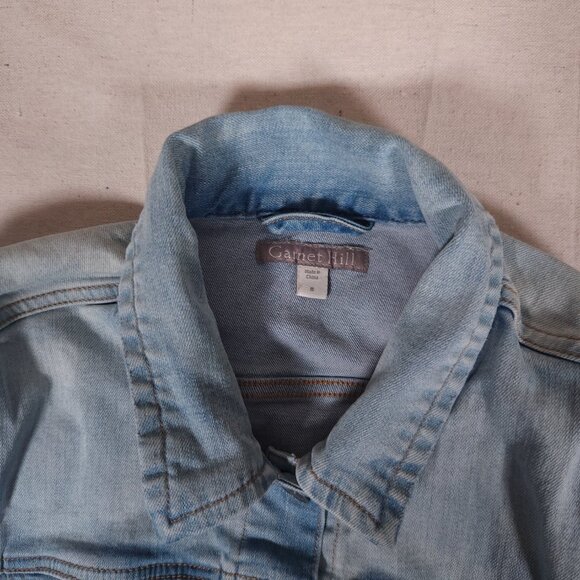 Garnet Hill Relaxed Denim Jeans Jacket Womens Size 8 Organic Cotton Blend - Picture 3 of 15